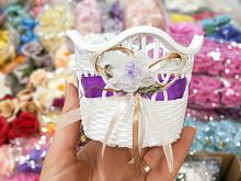 Кашпо пластиковое с лентами, фиолетовое 10,5*8см