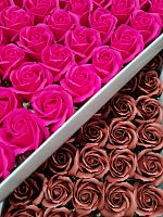 Набор декоративных роз микс 9/39. Цвет фуксия/ коричнево красный. Упаковка 50 шт.  Искусственные
