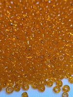 Бисер круглый прозрачный. Размер 10/0, 2,3 мм. Цвет оранжевый. Номер 10. Производство Китай.