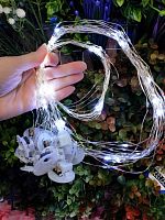 Светодиод холодный белый цвет 1 метр 10 лампочек с батарейкой