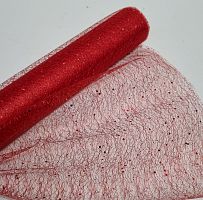 Красная органза с блеском, 4.5 м, ширина 50 см.