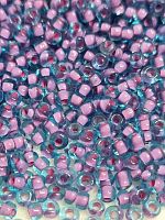 Бисер круглый двухцветный Размер 10/0. Цвет розовый и аквамарин. Номер 12. Производство Китай.