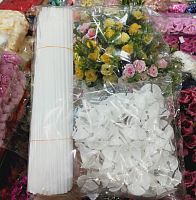 палочки+зажим для шаров 100 шт белые. Высота 27 см.