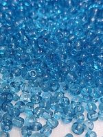 Бисер круглый прозрачный. Размер 10/0, 2,3 мм. Цвет морская синева. Номер 13. Производство Китай.