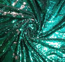 ткань с пайетками 100*130 см зеленый с серебром