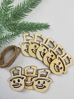 Деревянные снеговики на ёлку, 8 шт. 4,5 см