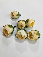 Роза бутон №6. Бежевый Ткань  2,5 см . Упаковка 10 шт