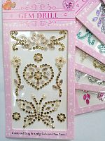 Наклейки стразы акриловые прозрачные №1 "Золотые"