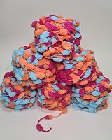 Пряжа плюшевая с помпонами. Цвет голубой, ярко розовый, оранжевый. Упаковка 6 шт.