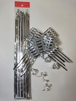 Бант складной "Серебристый в полоску", Диаметр 16 см, Упаковка 10 шт