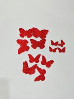 Вырубка из ткани.  Бабочки 7,5*5,5 см. Цвет красный.
