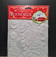 Наклейки новогодние объёмные глиттерные. SE-003. Новогодние колокольчики.