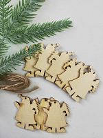 Деревянные "Дед Мороз" на ёлку, 8 шт. 4,5 см