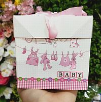 коробка сборная 15*15 см baby розовая