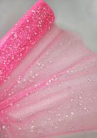 Розовая органза  с крошкой, 3 метра ширина 50 см