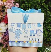 коробка сборная 15*15 см baby голубая