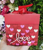 коробка сборная 22*22 см love красная