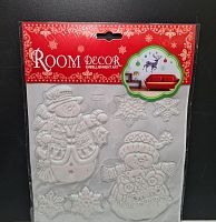 Наклейки новогодние объёмные глиттерные. SE-002. Снеговики.