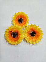 Гербера малая №1 Жёлтая. Диаметр 6см. Ткань. упаковка 10 шт