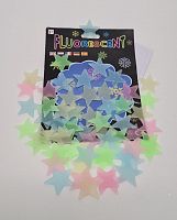 Флуоресцентные звезды. Цвет микс. Пластик.  Набор приблизительно 60 шт.