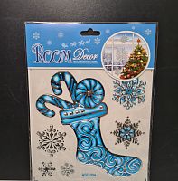 Наклейки новогодние объёмные.  ASC-004. Новогодний носок.