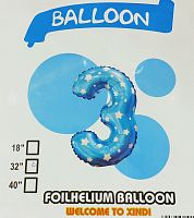 шары фольга #32 голубой звездочки 3