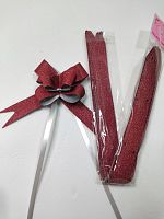 Бант складной.Цвет красный с серебром. Упаковка 10 шт.