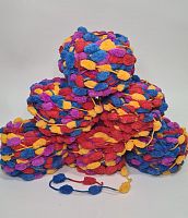 Пряжа плюшевая с помпонами. Цвет синий,  красный, жёлтый Упаковка 6 шт.