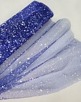 Синяя органза  с крошкой, 3 метра ширина 50 см