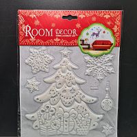 Наклейки новогодние объёмные глиттерные.  SE-004. Ёлка.