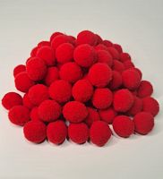 Помпоны плюшевые . Диаметр 2 см. Красный. Упаковка 100 шт.