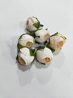 Роза бутон №7 бело-кремовый . Ткань  2,5 см . Упаковка 10 шт