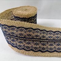 Тесьма с кружевом "Темно-синяя", длина: 2 м, ширина: 6 см