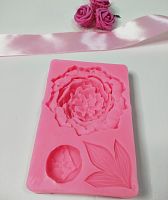 Молд Роза, бутон и листок,  13*8,5 см объемный.