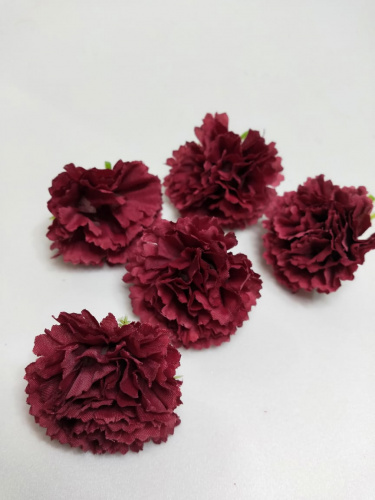 Цветок искусственный. Головка гвоздики. Упаковка 10 шт Цвет бордовый Цветок искусственный. Головка гвоздики. Упаковка 10 шт Цвет бордовый