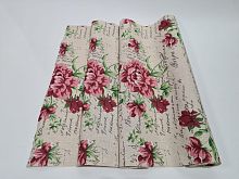Ткань лён.  Красные цветы. Ширина 48 см, длина 4,5 м.
