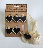 Прищепки декоративные с меловой доской "сердце"