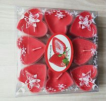 свечи чайные сердце 9 шт красные