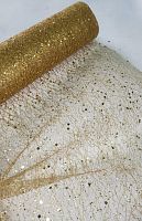Золотая органза с блеском, 4,5 метра ширина 50 см цена