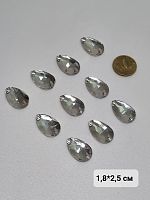 Стразы пришивные. Капля. Стекло. Прозрачные 2,5*1,8 см.