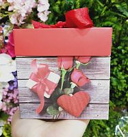 коробка сборная 10*10 см три розы на сером фоне