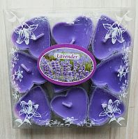 свечи чайные сердце 9 шт фиолетовые