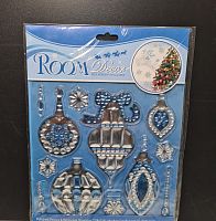 Наклейки новогодние объёмные.  QYY-1004. Новогодние игрушки.