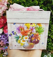 коробка сборная 10*10 см полевые цветы