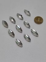 Стразы пришивные. Эллипс с заостренными концами. Стекло. Прозрачные 2,4*1,1 см.