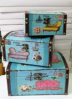 Деревянные декоративные сундуки №3. Набор 3в1