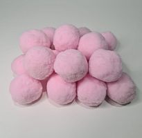 Помпоны плюшевые. Диаметр 4 см. Розовый. Упаковка 20 шт.