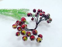 Тычинки "Рябина" Бордо с зеленым, 40 шт, ягода -1см