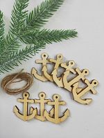 Деревянные якоря на ёлку, 8 шт. 4,5 см